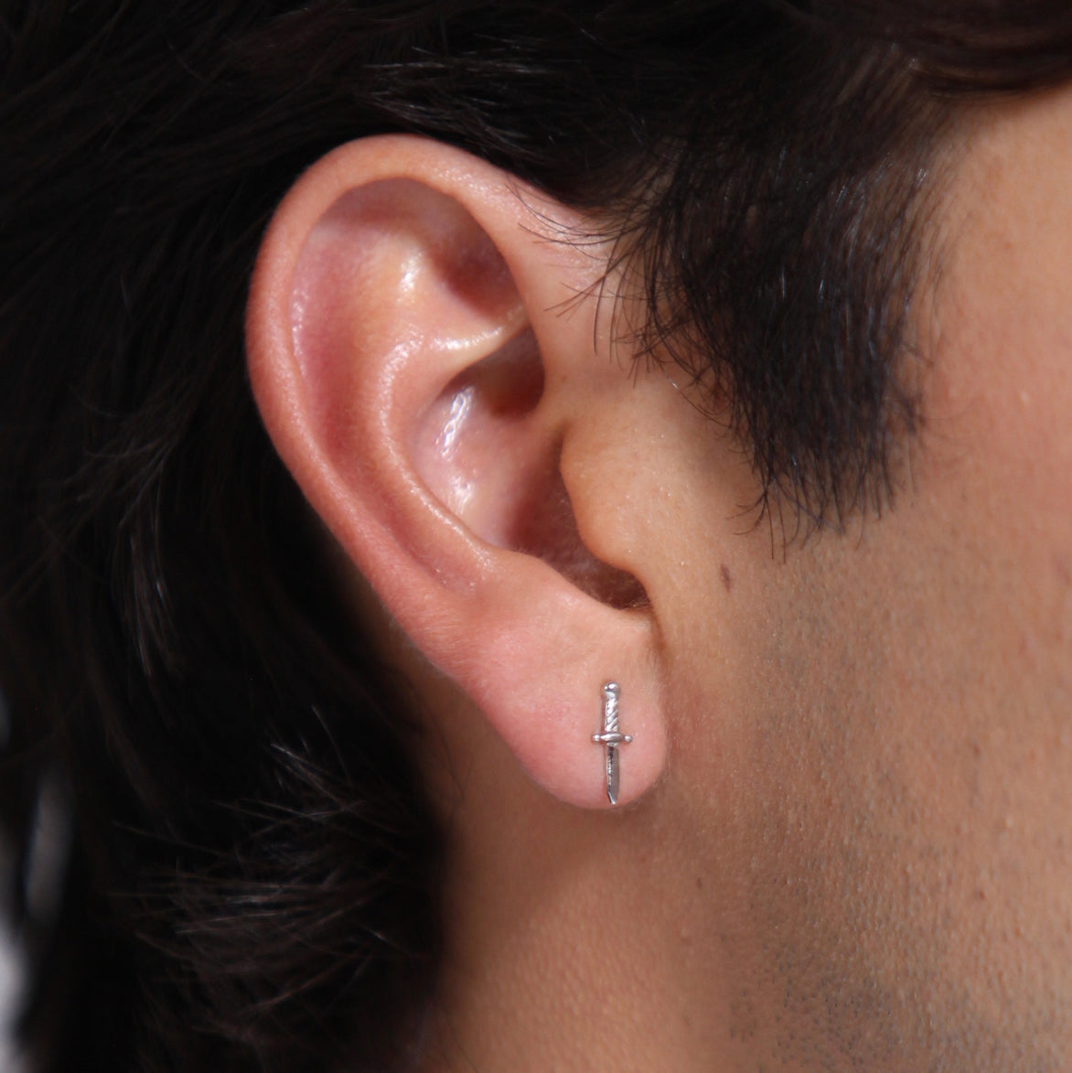 14K Gold Push Flat Back Dagger Earring