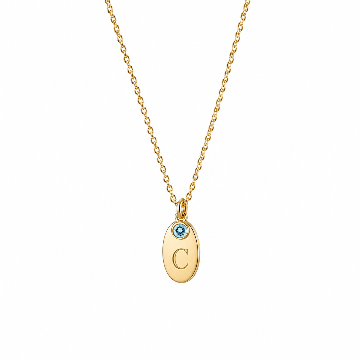 14k Kids Birthstone Initial Necklace