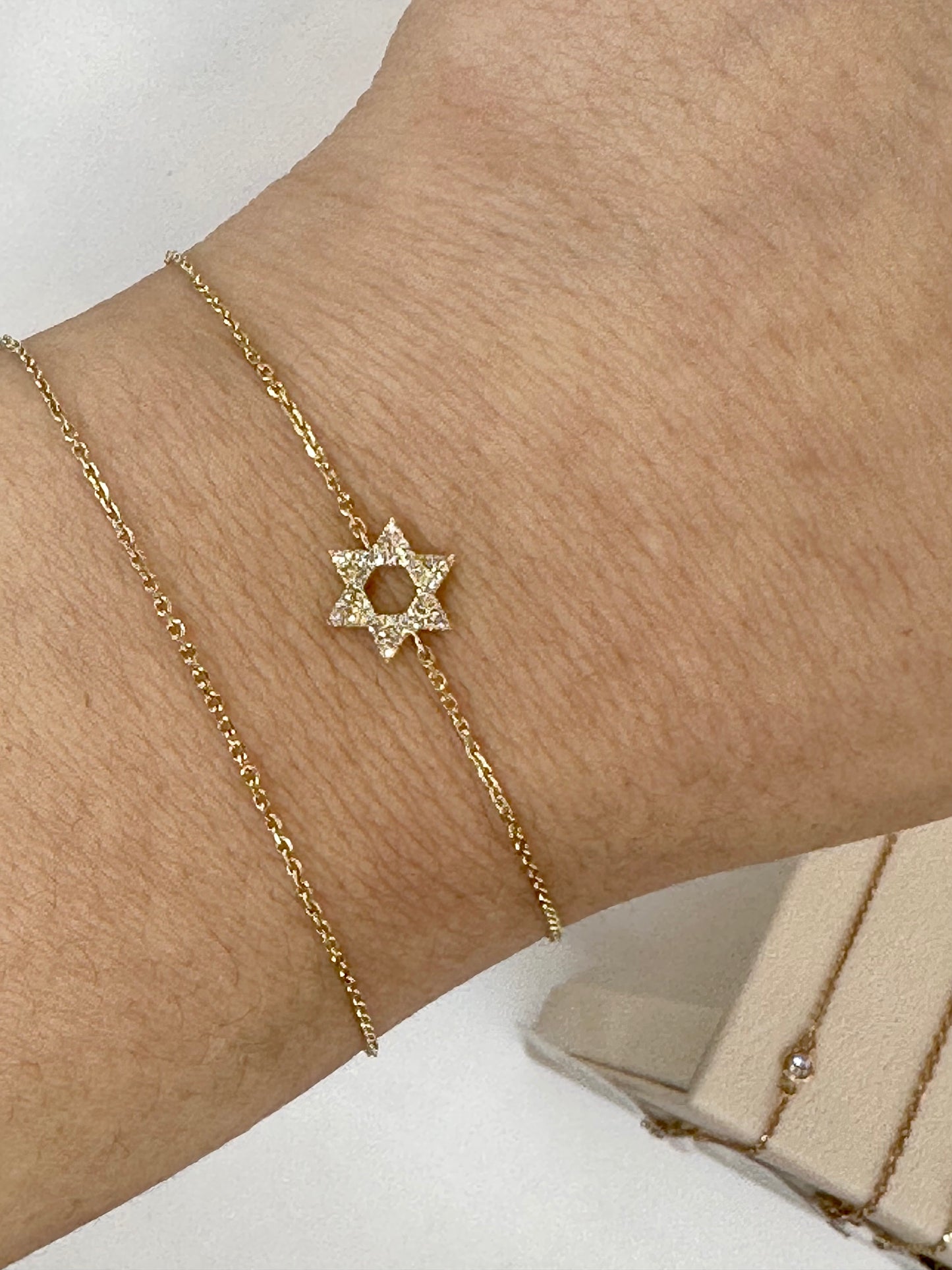 14K Diamond Star of David Bracelet