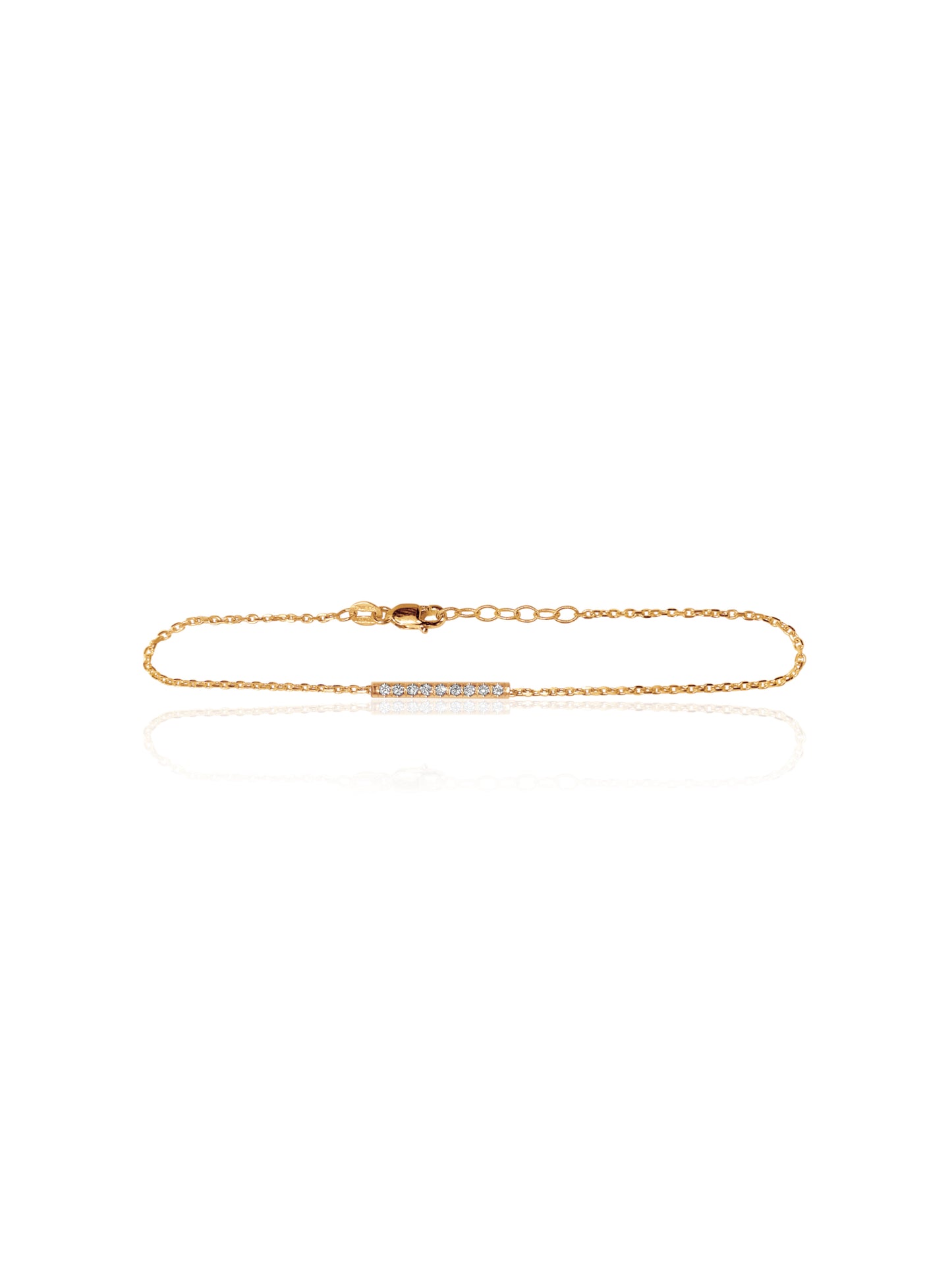 14K Gold Mini Micropave Diamond Bar Bracelet