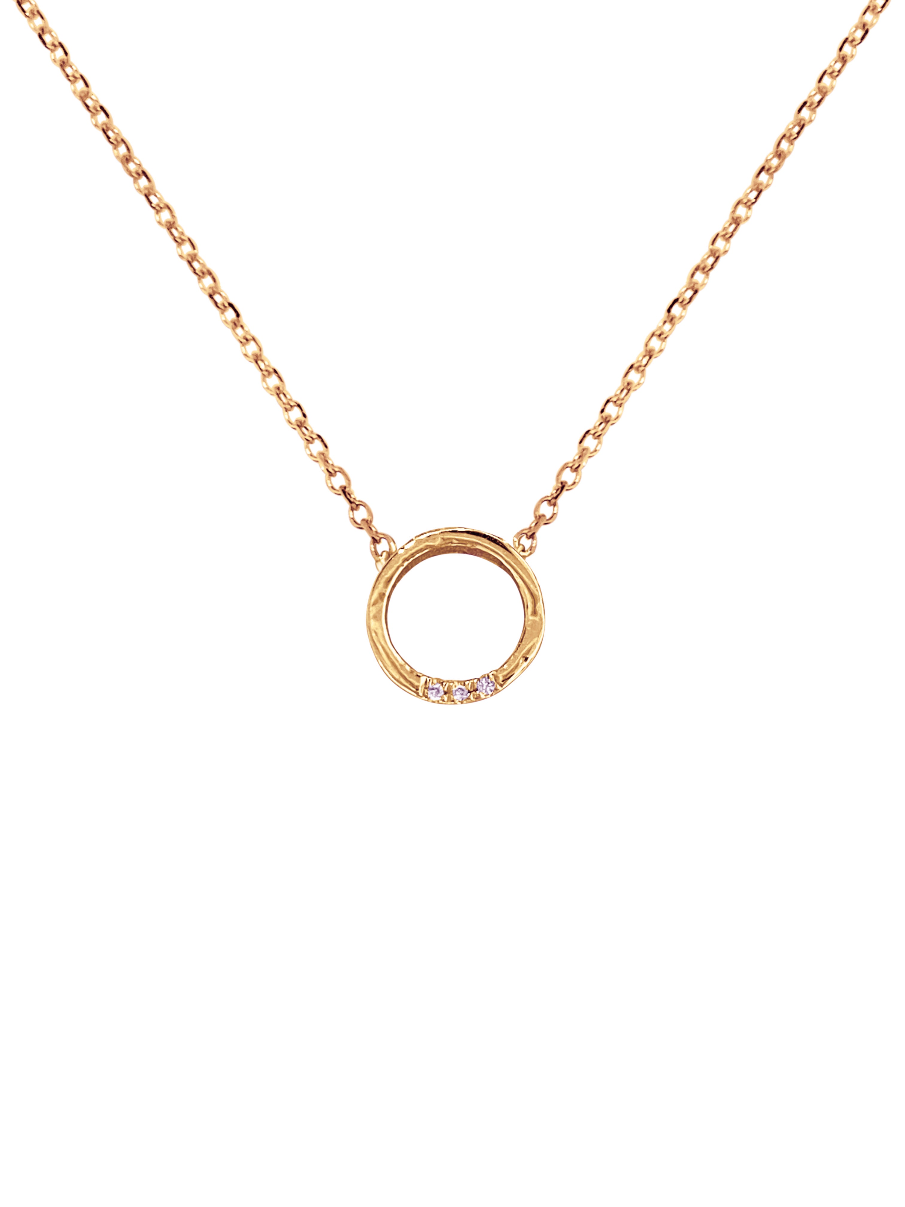 Gold circle necklace with diamonds hot sale