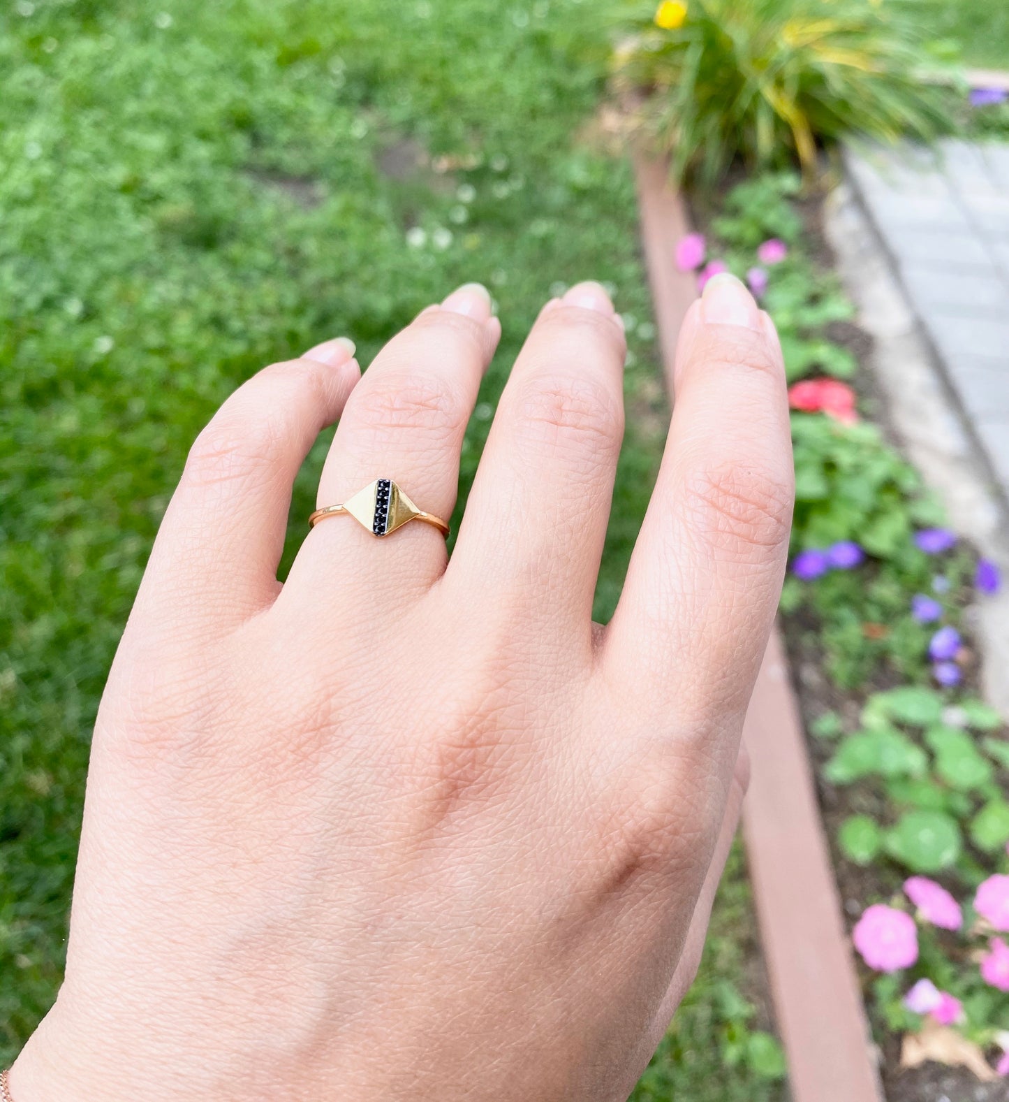 14K Gold Pave Signet Ring