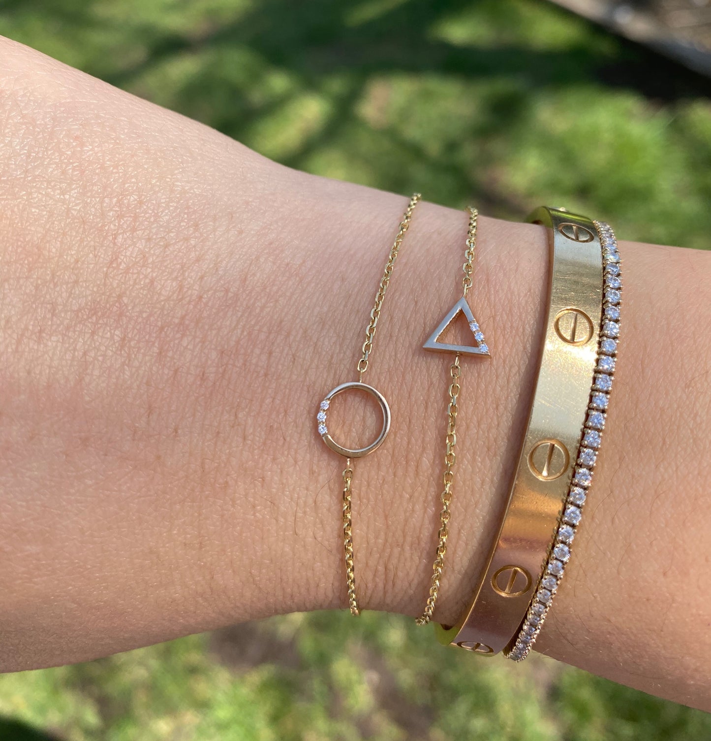 14K Gold Geometric Diamond Bracelets