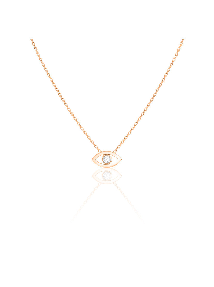 14K Gold Diamond Evil Eye Necklace
