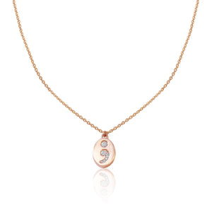 14k Diamond Semicolon Necklace With Back Engraving