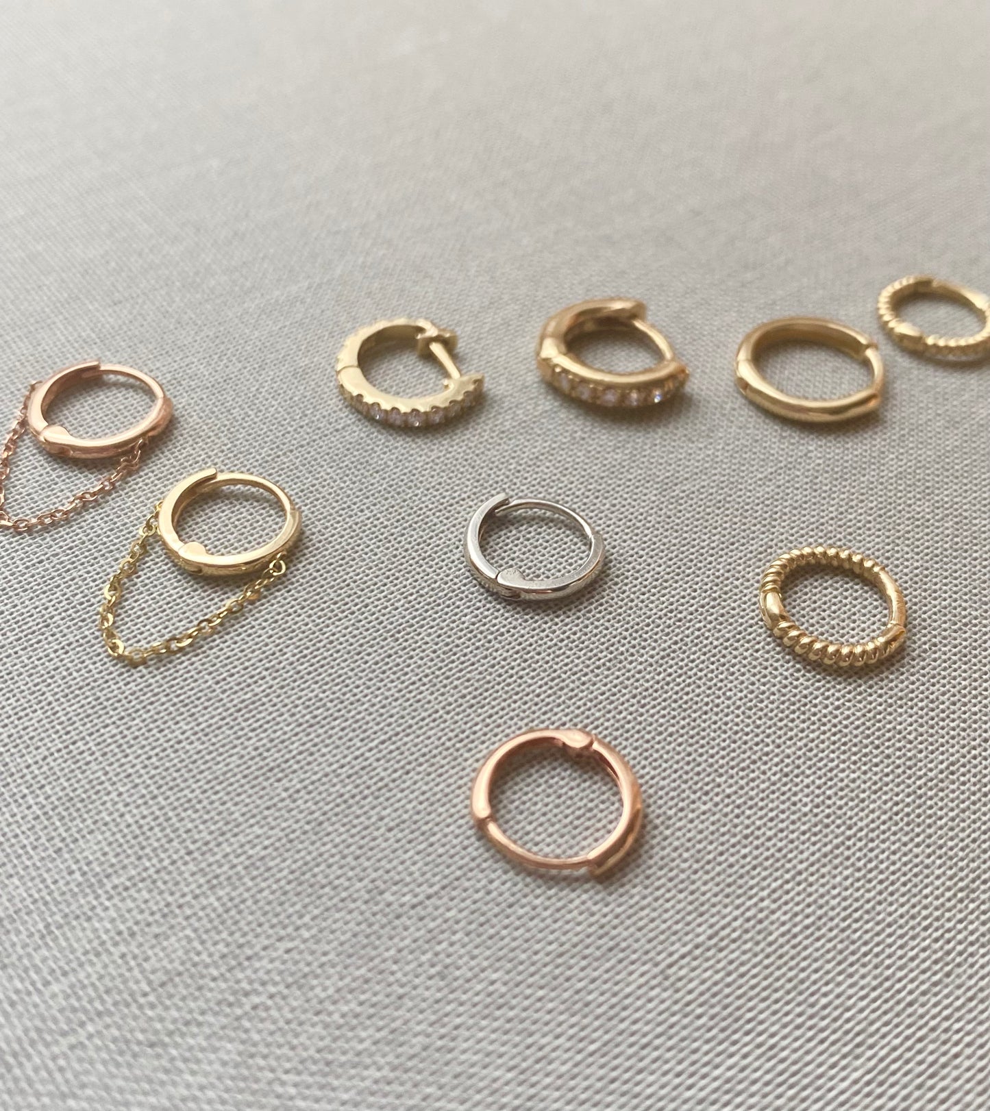 14KT Gold Mini Rope Huggie Clicker Earring