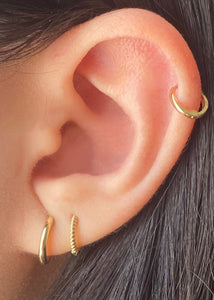 14KT Gold Mini Rope Huggie Clicker Earring