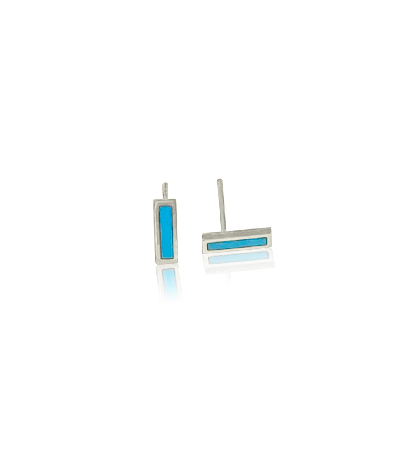 14K Gold Turquoise/Mother Of Pearl Bar Earring