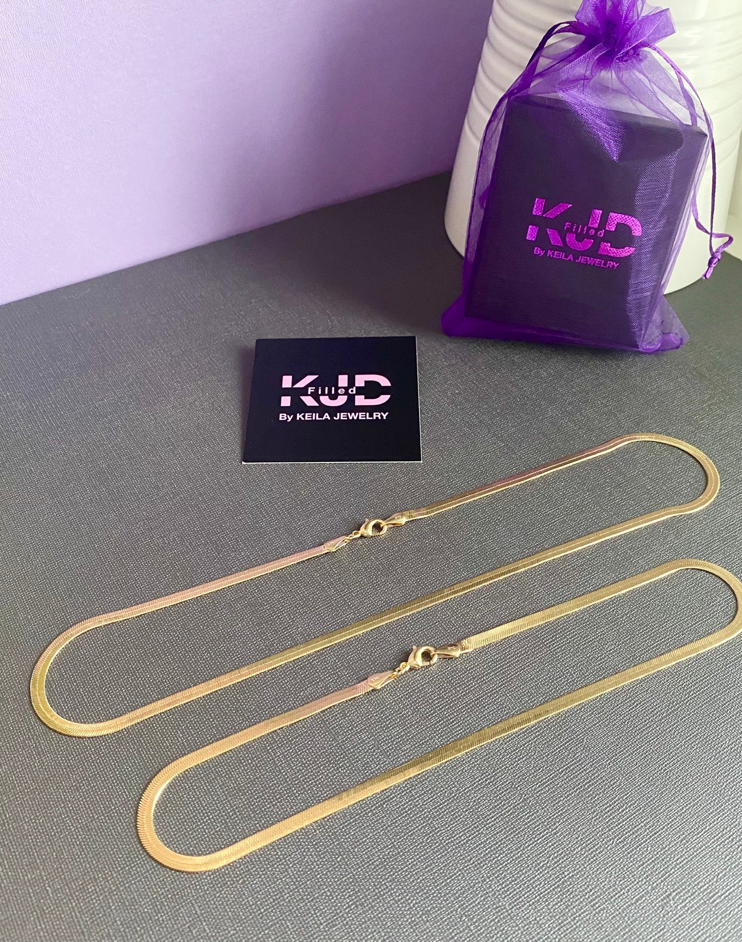 18K Gold Filled Herringbone Necklace