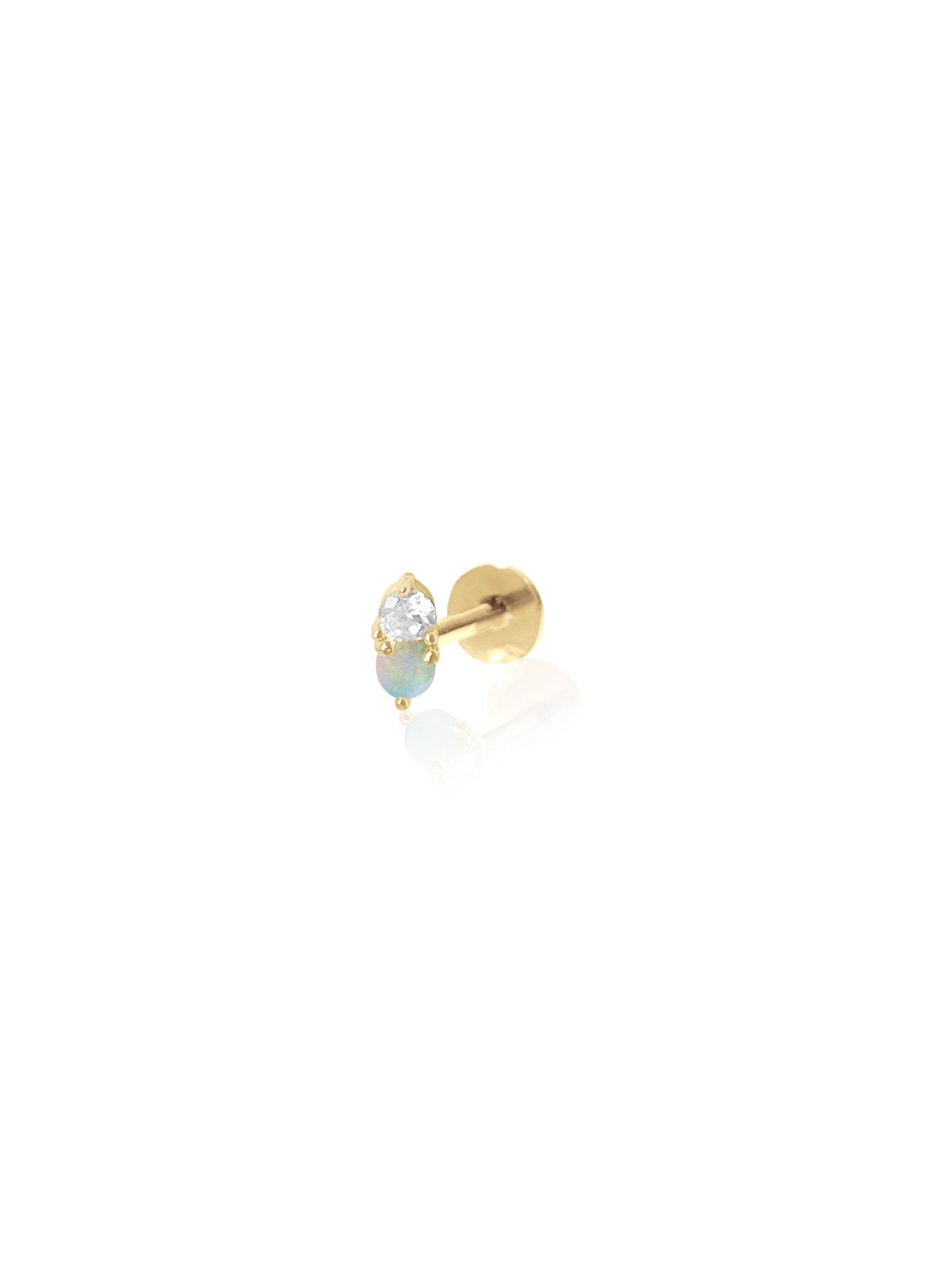 14K Solid White & Yellow Gold Replacement Single Push Back for Stud Earrings
