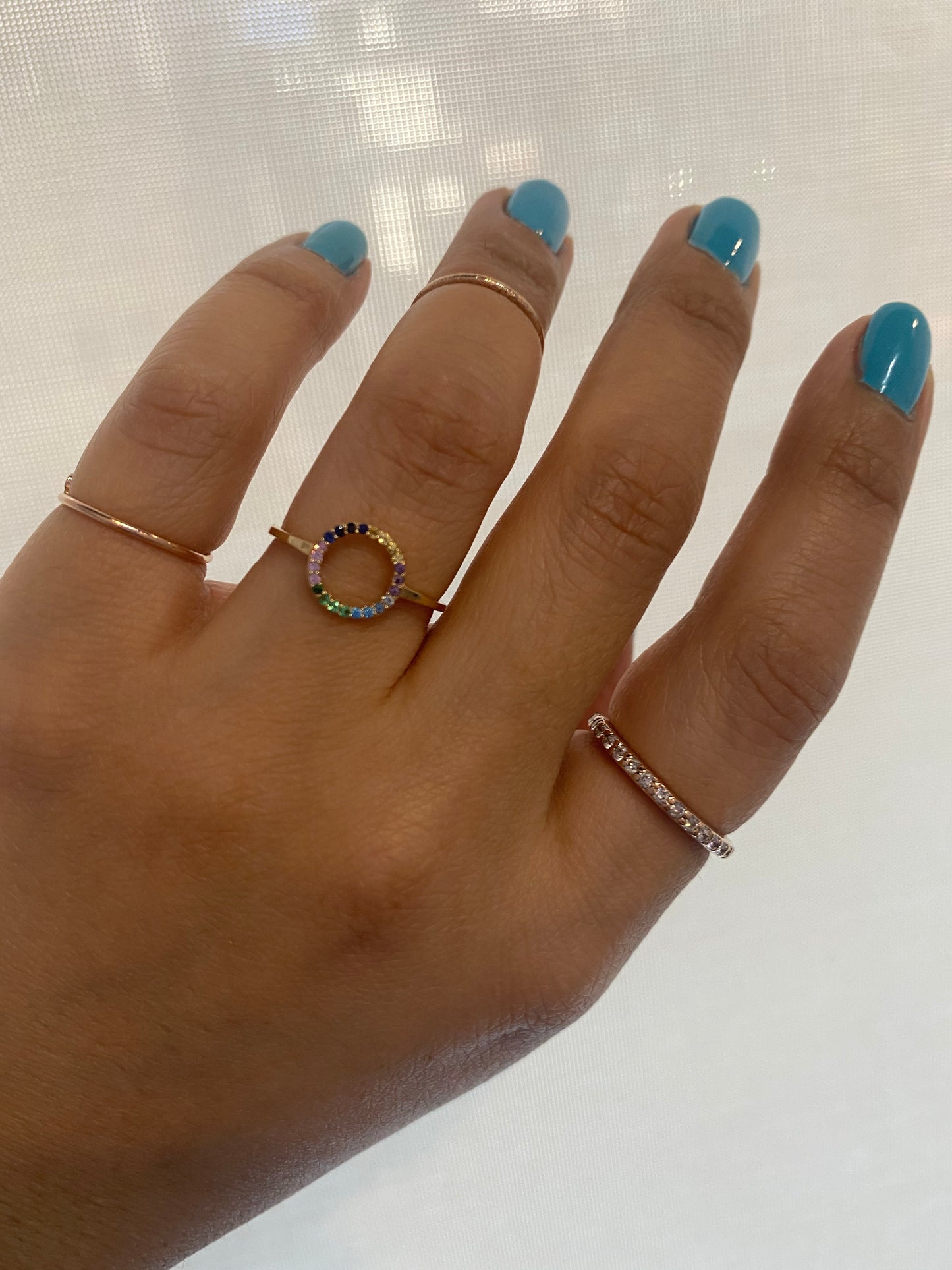 Michelle 14K Rainbow Sapphire Circle Ring