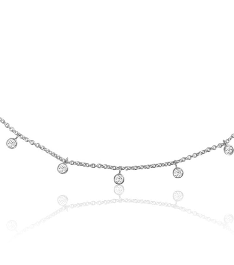 14k Gold Dangling Diamond Necklace
