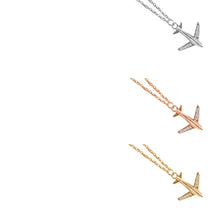 14K Gold Airplane Micropave Diamond Necklace