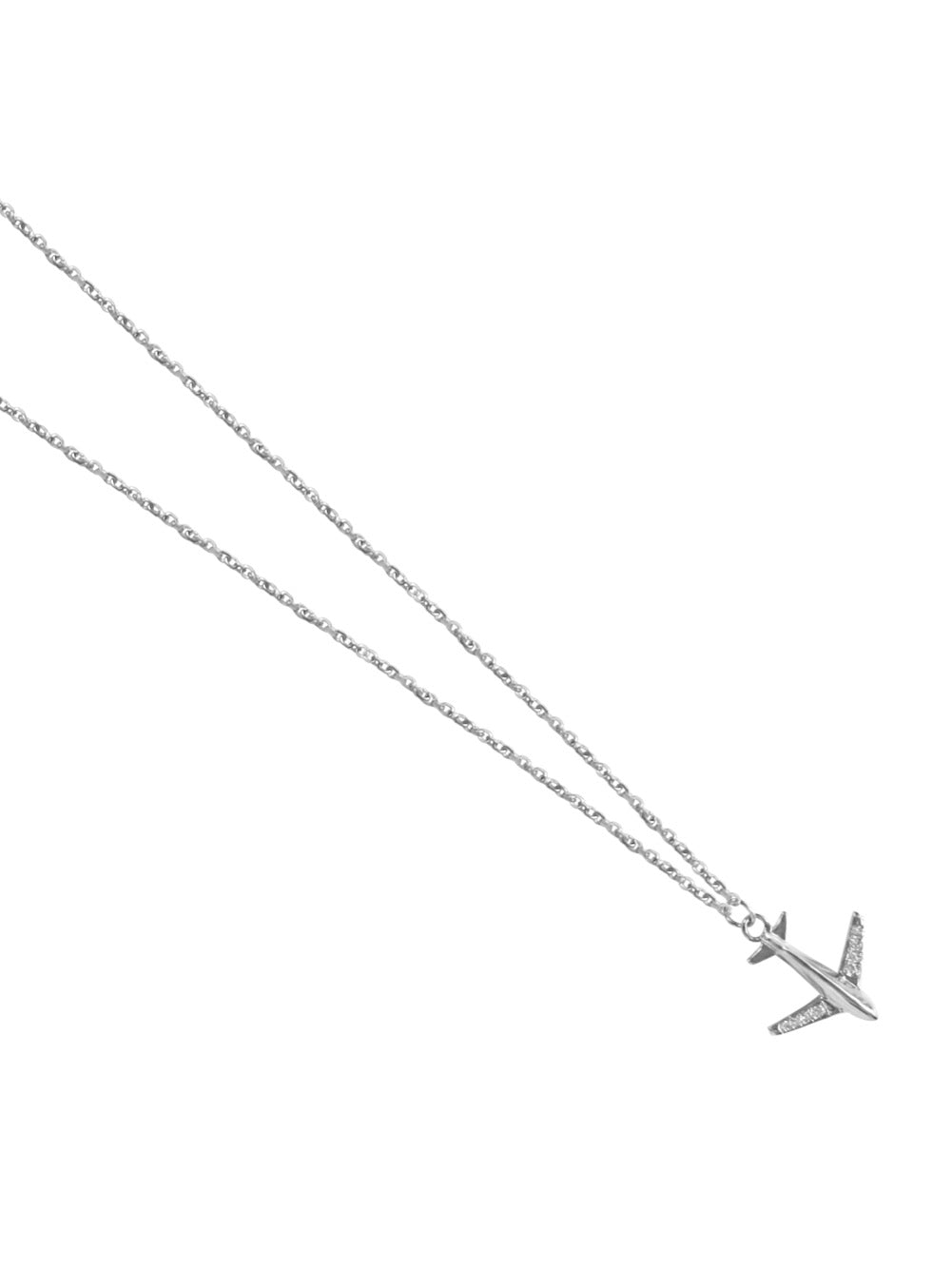 airplane necklace with white pearls in gold / silver