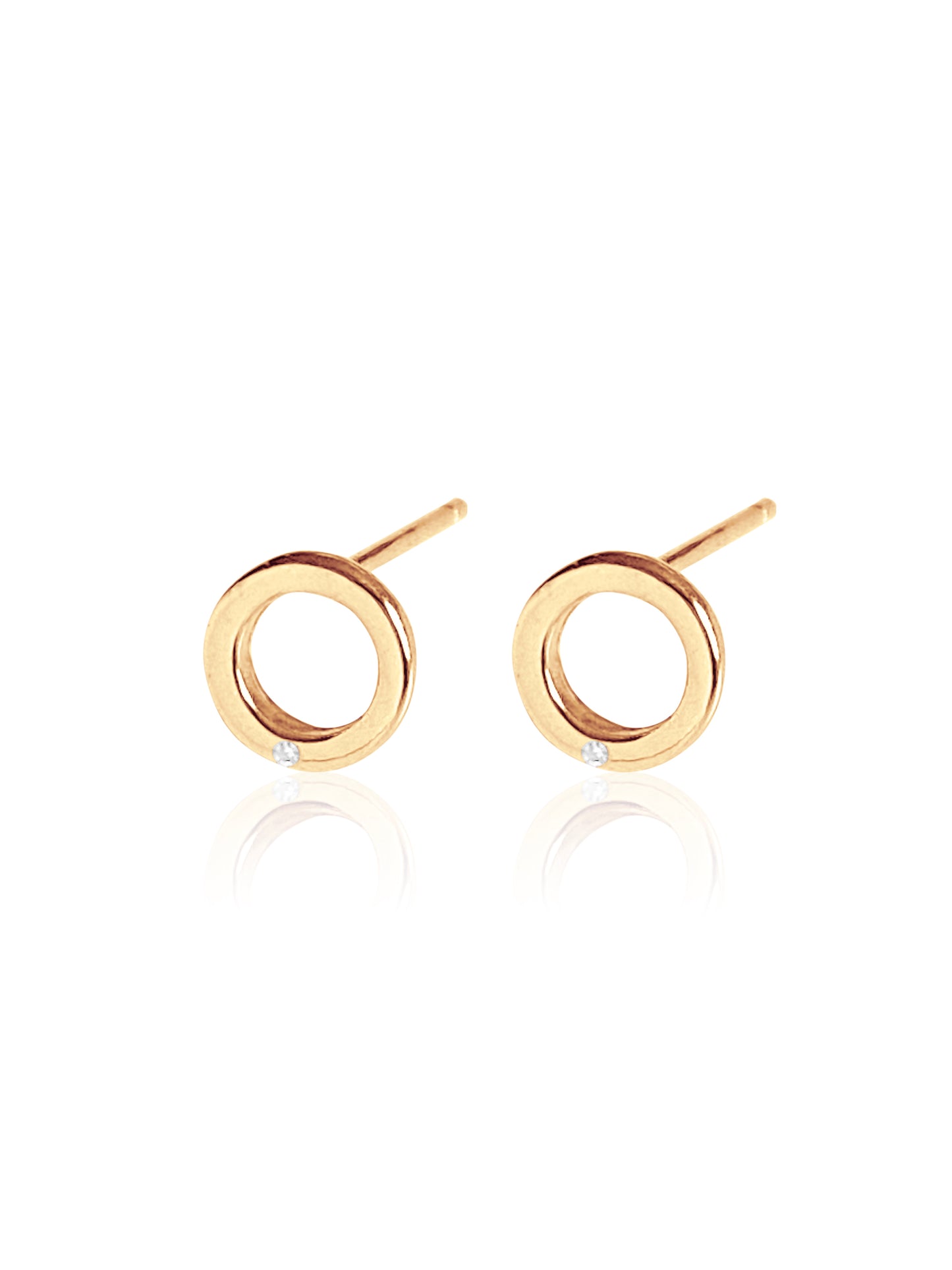 14K Gold Diamond Mini Circle Earring