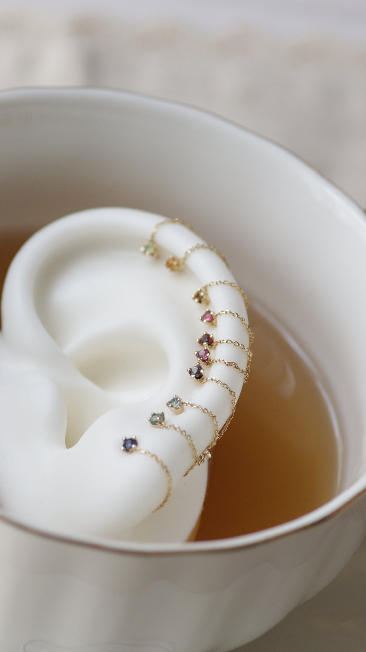 14k Gold Birthstone Chain Earring