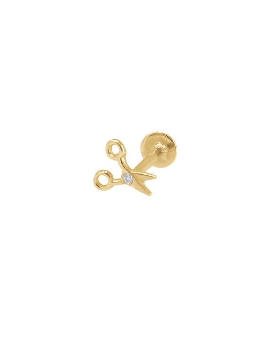 14K Gold Scissors Flat Back Earring