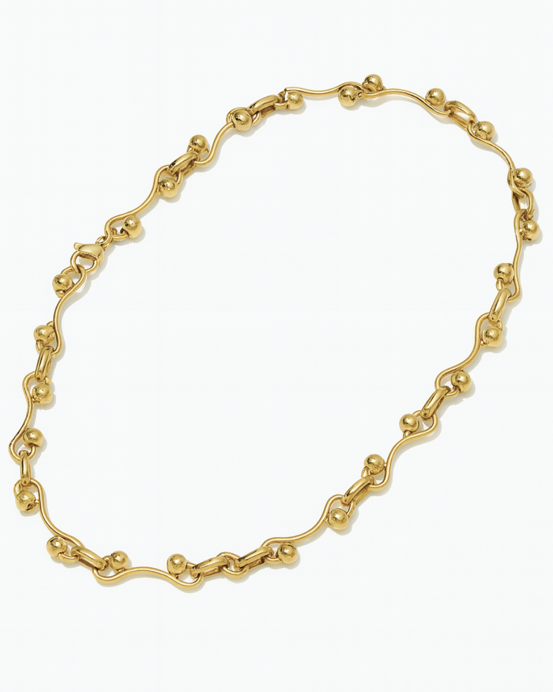 18K Gold Filled Wave & Bead Necklace
