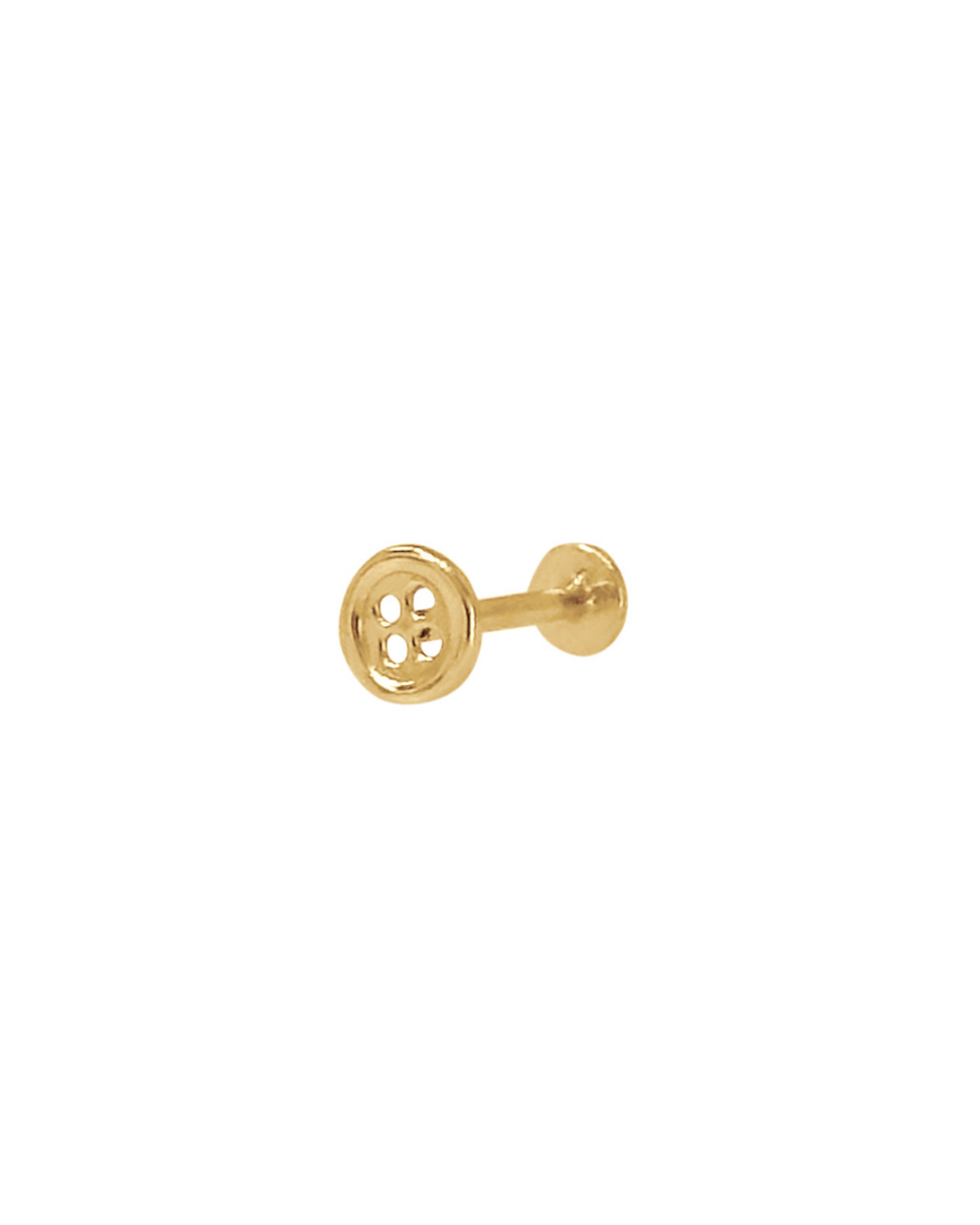 14K Gold Button Flat Back Earring