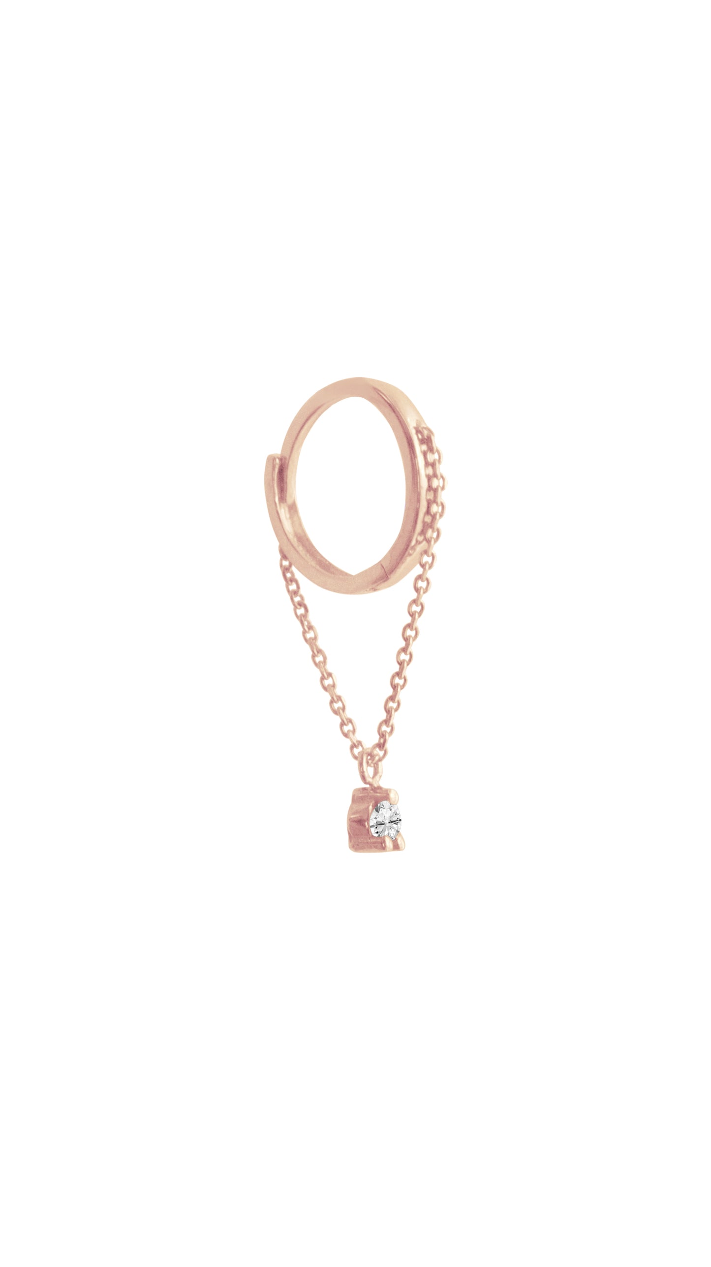 14KT Gold Mini Chain Diamond/Emerald Huggie Clicker Earring