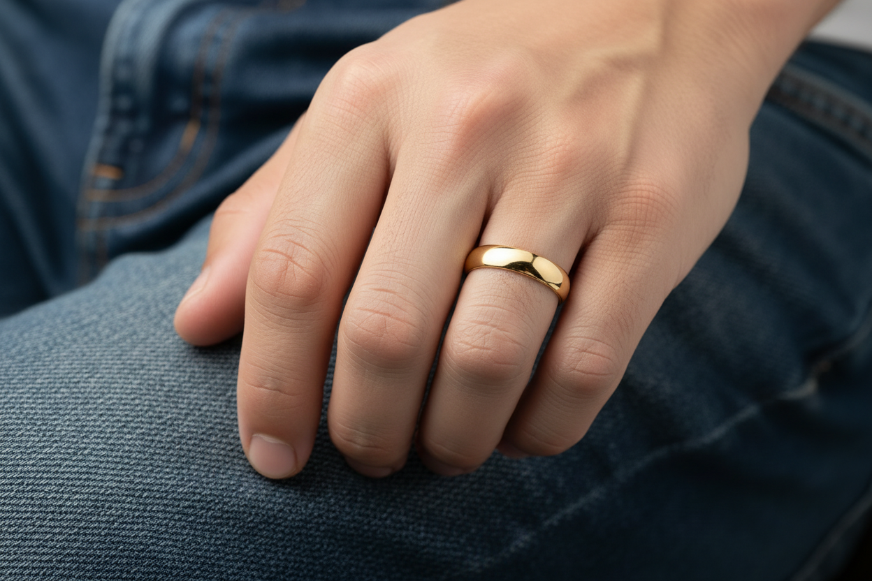 Gold ring on a white background