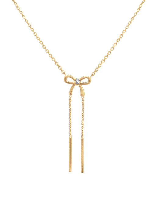 14k Diamond Bow Necklace
