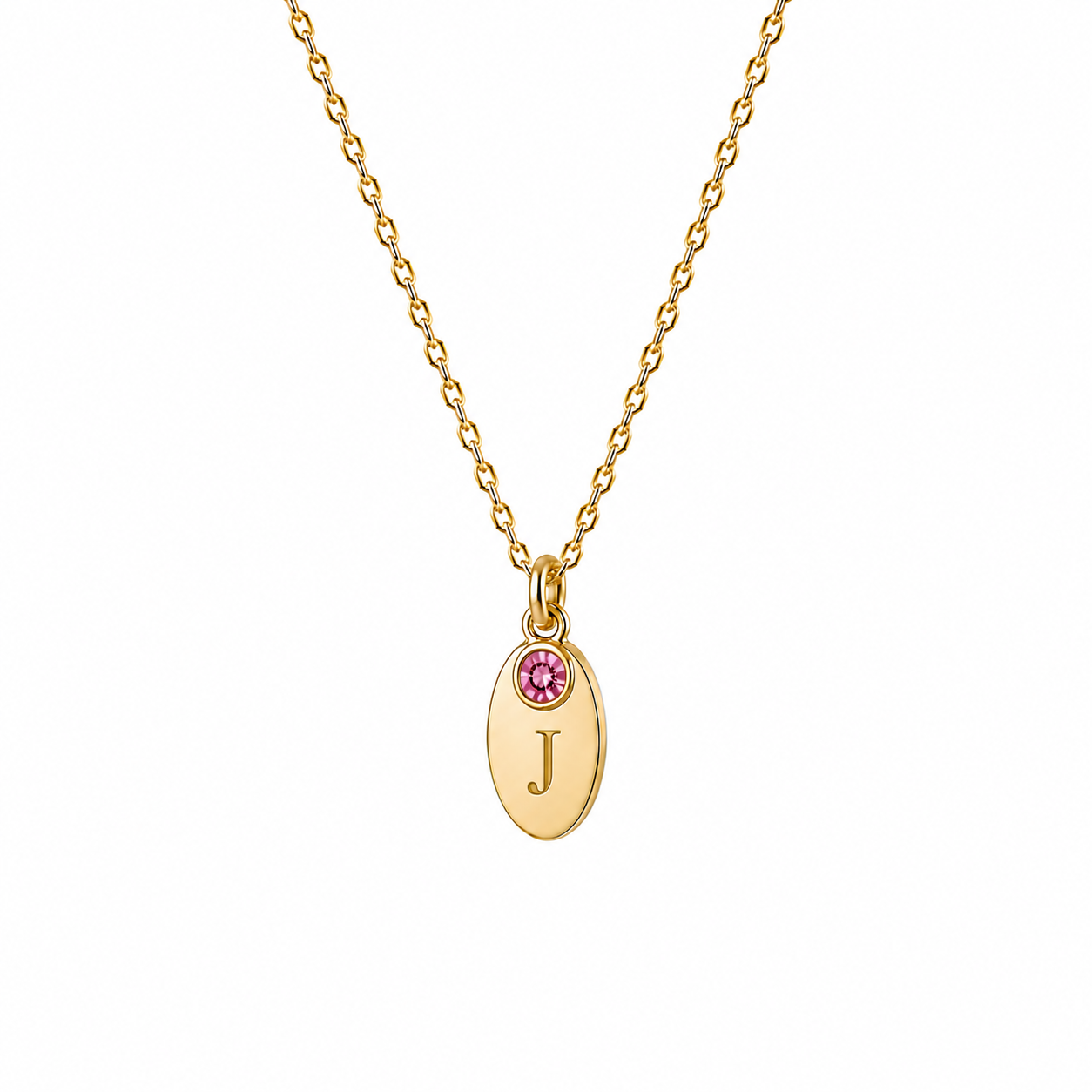 14k Kids Birthstone Initial Necklace