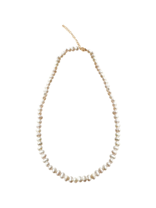 14K Gold Genuine Pearl Necklace