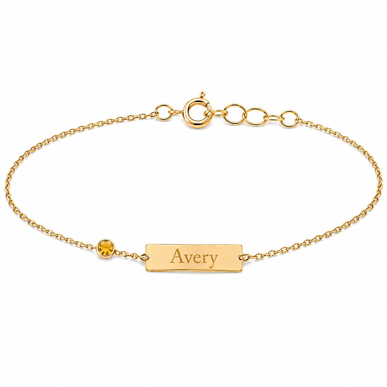 14k Kids Birthstone Name ID Bracelet