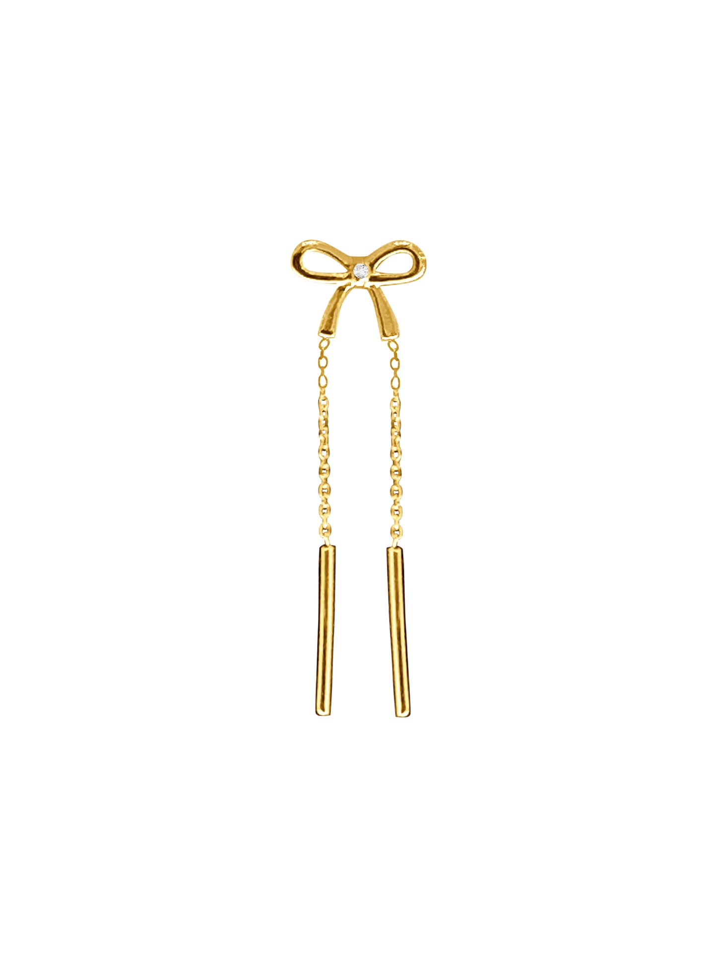 14k Diamond Bow Chain Earring