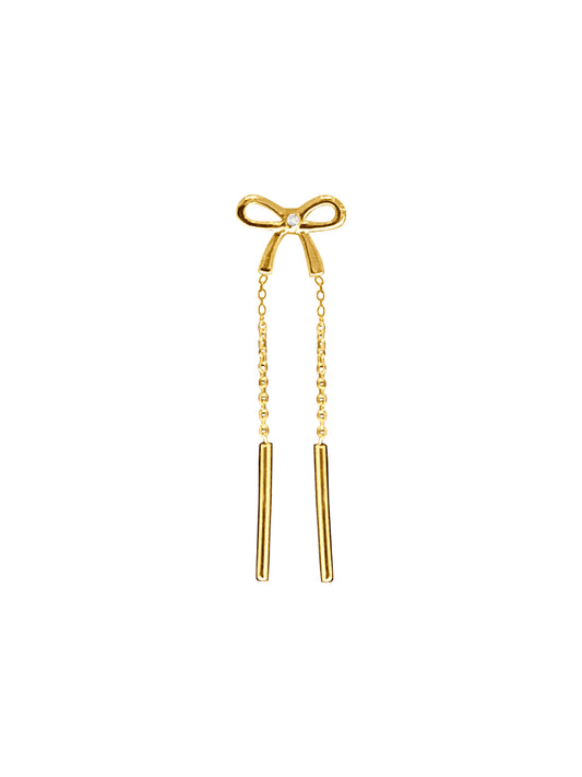 14k Diamond Bow Chain Earring
