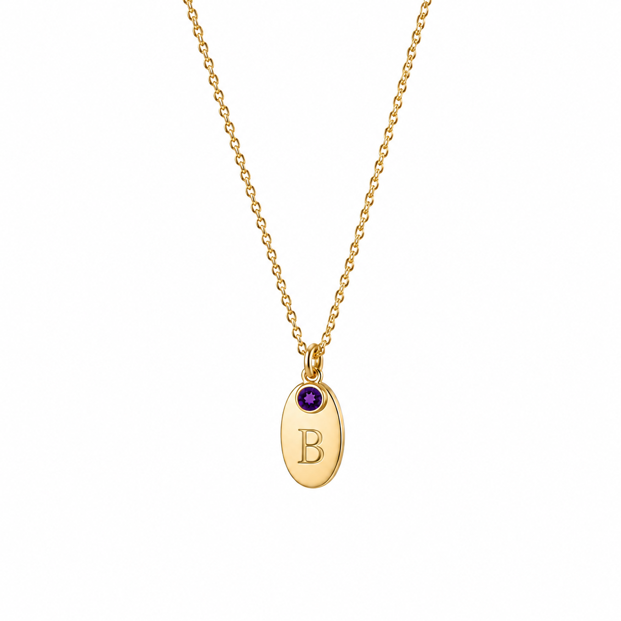 14k Kids Birthstone Initial Necklace