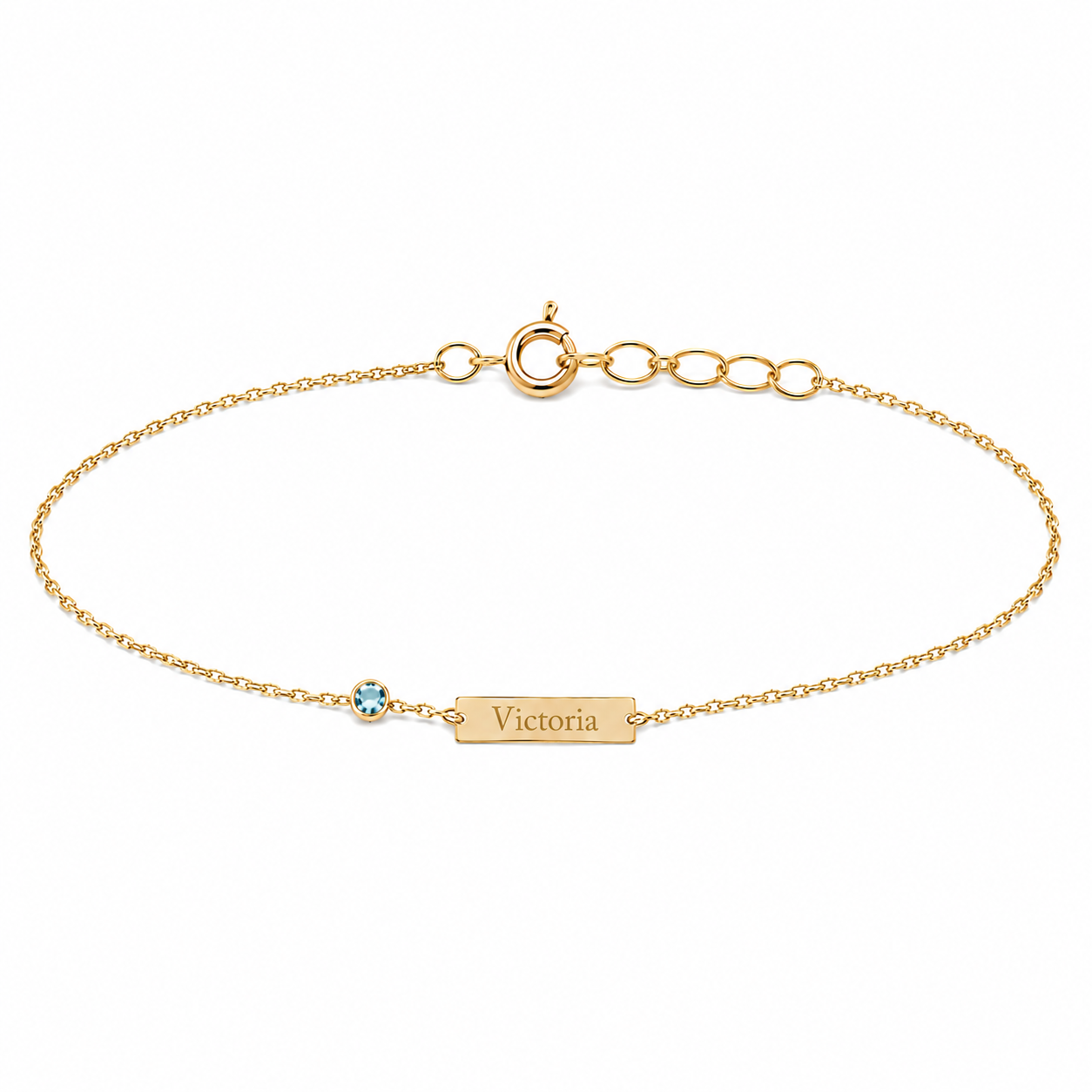 14k Kids Birthstone Name ID Bracelet