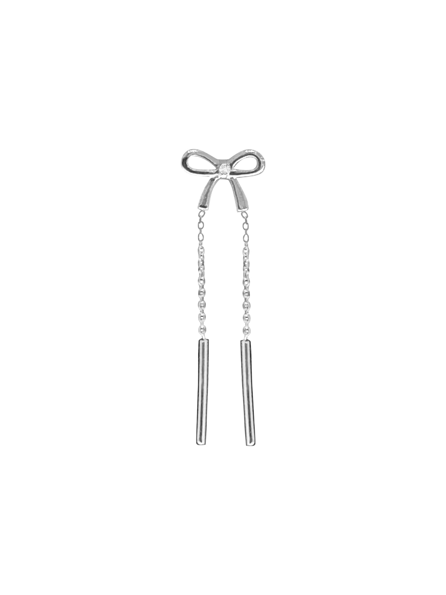14k Diamond Bow Chain Earring