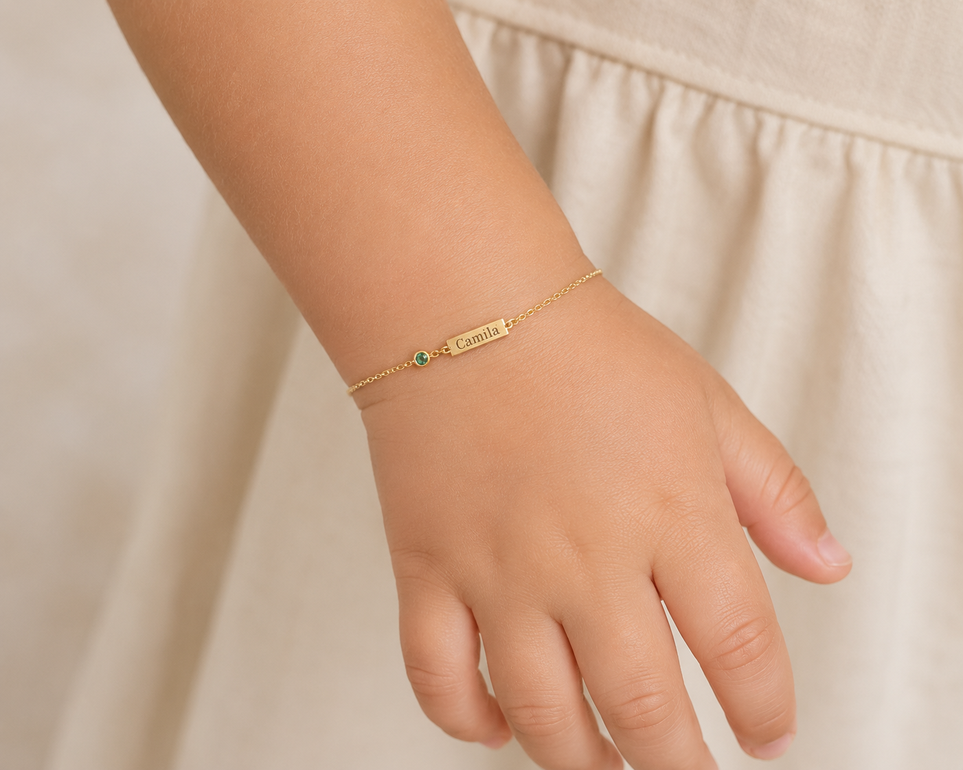 14k Kids Birthstone Name ID Bracelet