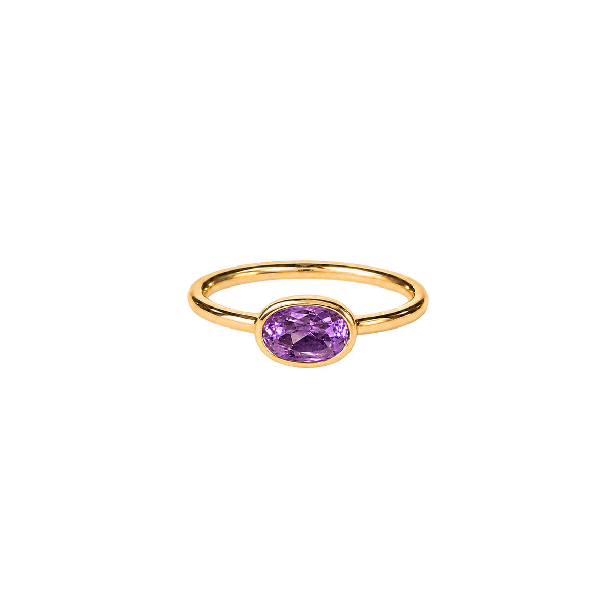 14K Gold East-West Oval Birthstone Pinky Ring