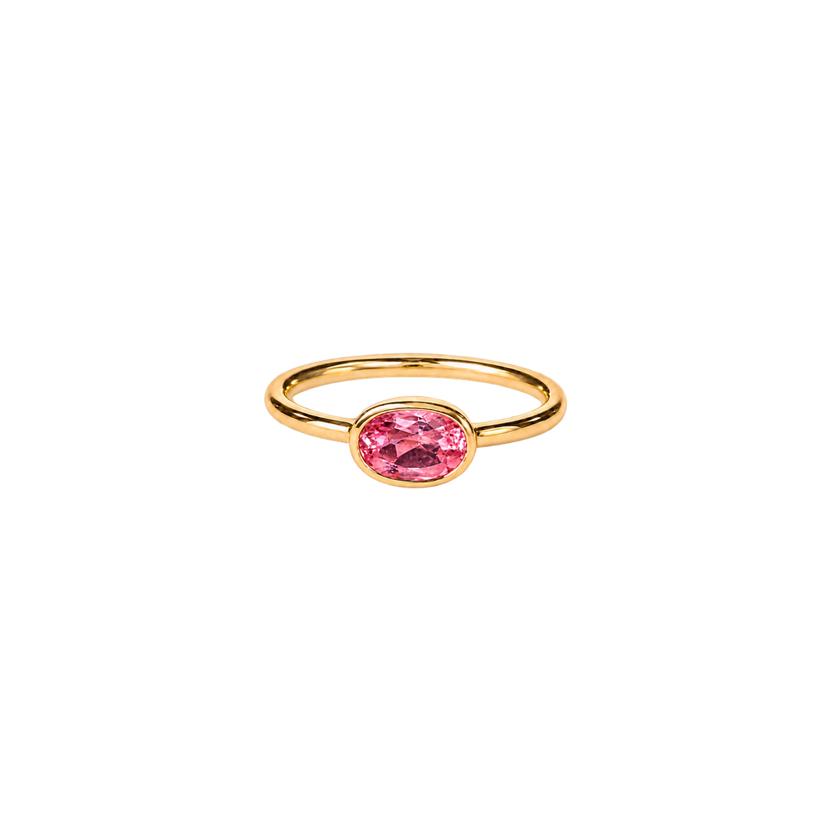 14K Gold East-West Oval Birthstone Pinky Ring