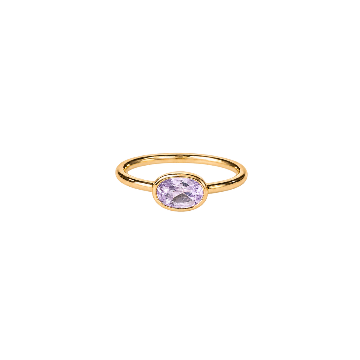 14K Gold East-West Oval Birthstone Pinky Ring
