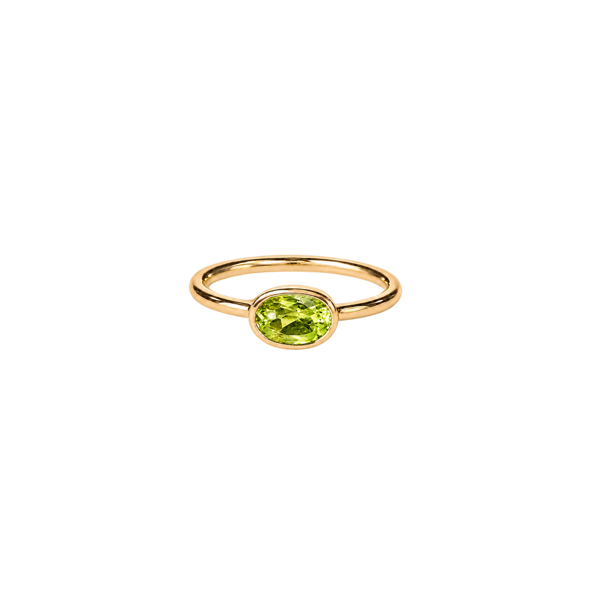 14K Gold East-West Oval Birthstone Pinky Ring