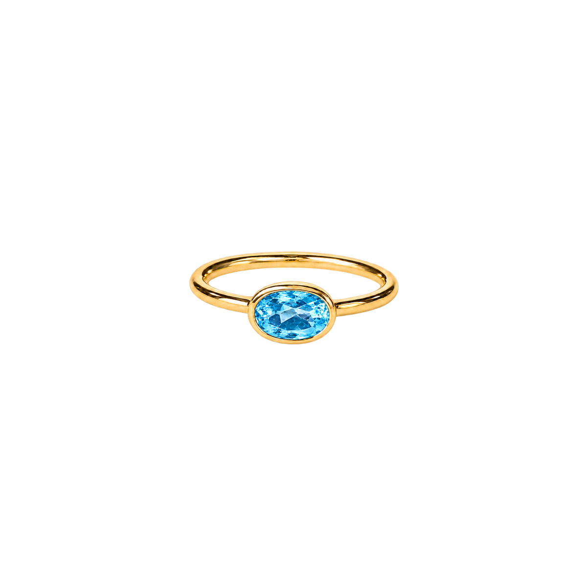 14K Gold East-West Oval Birthstone Pinky Ring