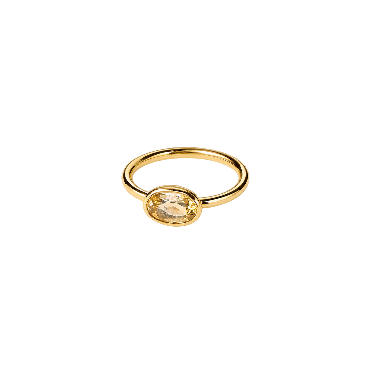 14K Gold East-West Oval Birthstone Pinky Ring