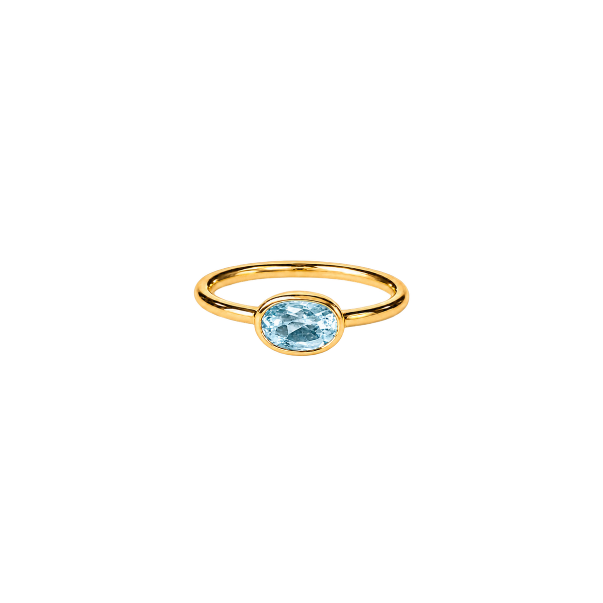 14K Gold East-West Oval Birthstone Pinky Ring