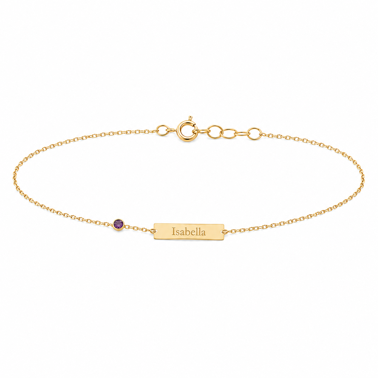 14k Kids Birthstone Name ID Bracelet