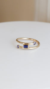 14K Gold Sapphire Twist Ring