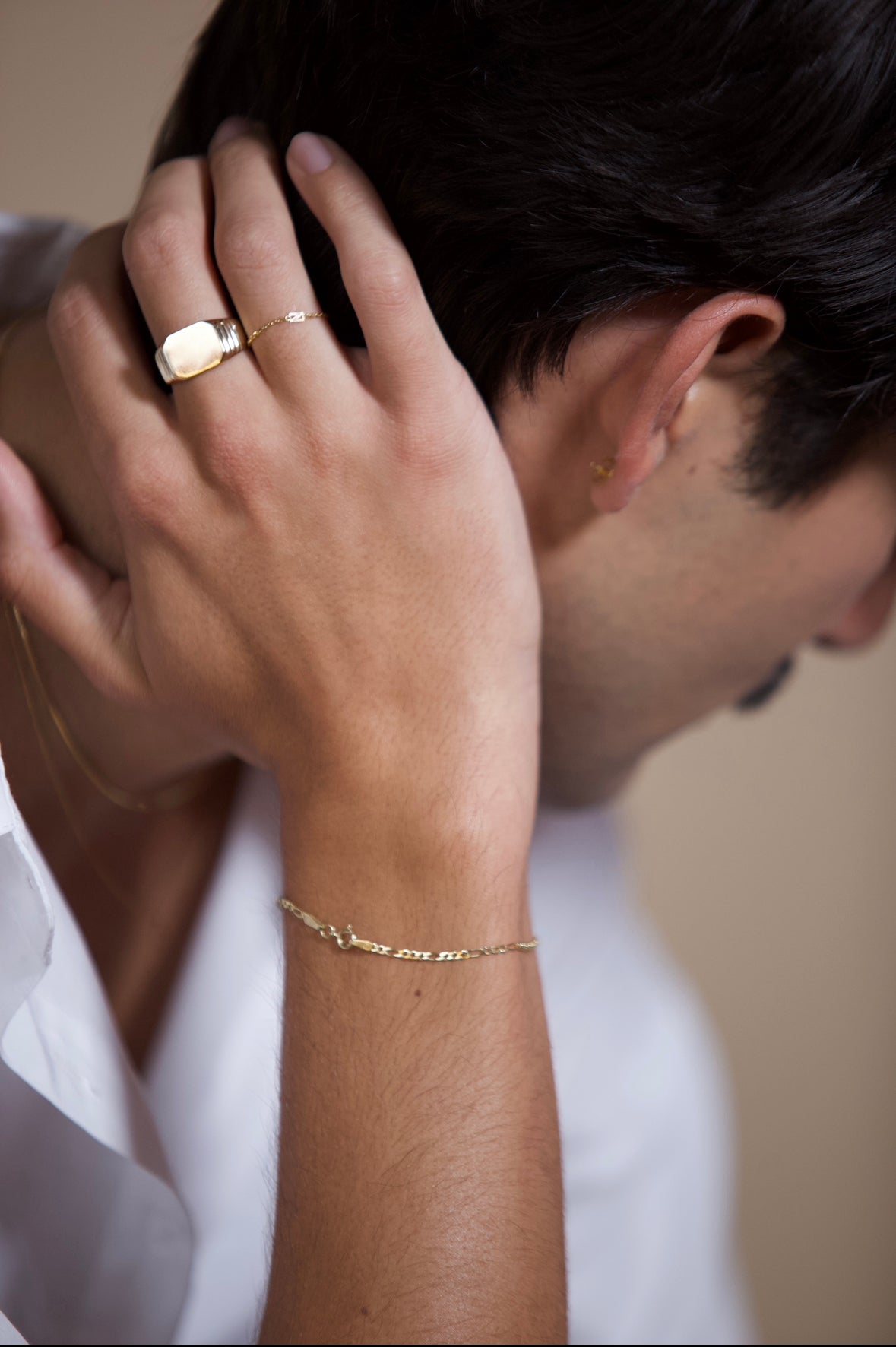 14k Solid Gold Ribbed Signet Ring