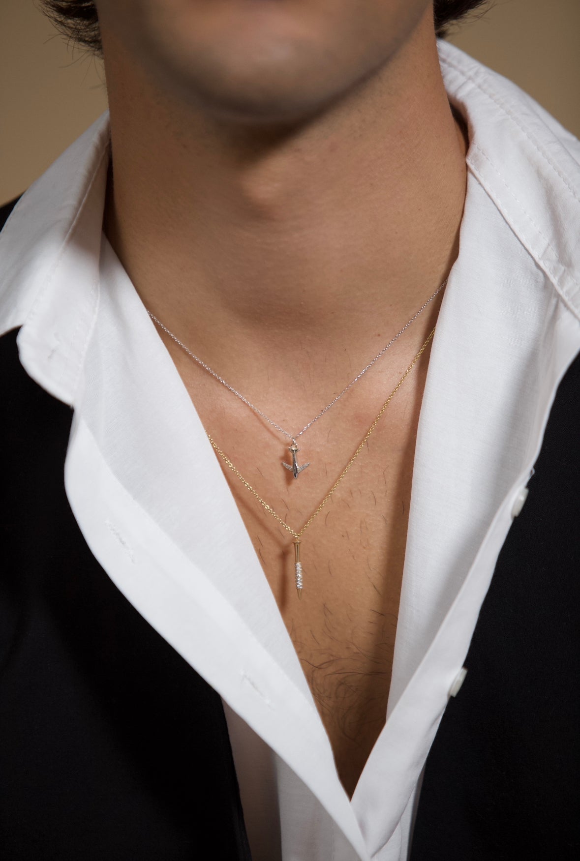 14K Gold Diamond Nail Necklace