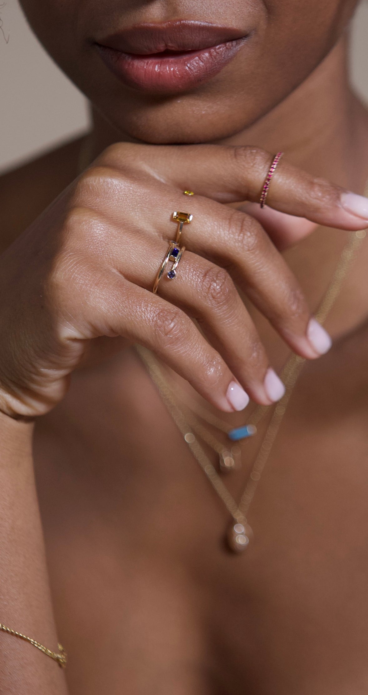 14K Gold Sapphire Twist Ring
