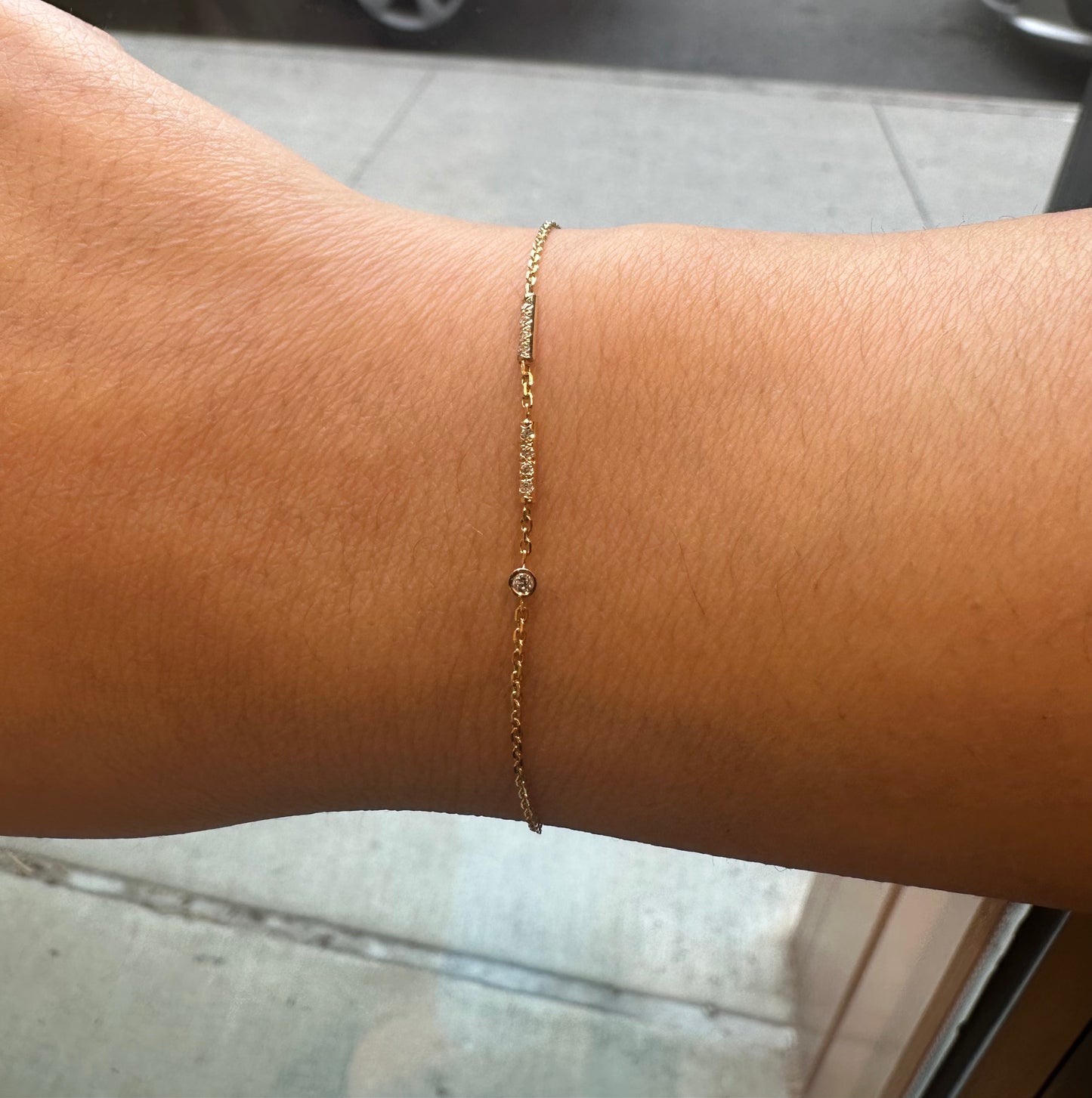 14K Gold Diamond Morse Code Initial Bracelet