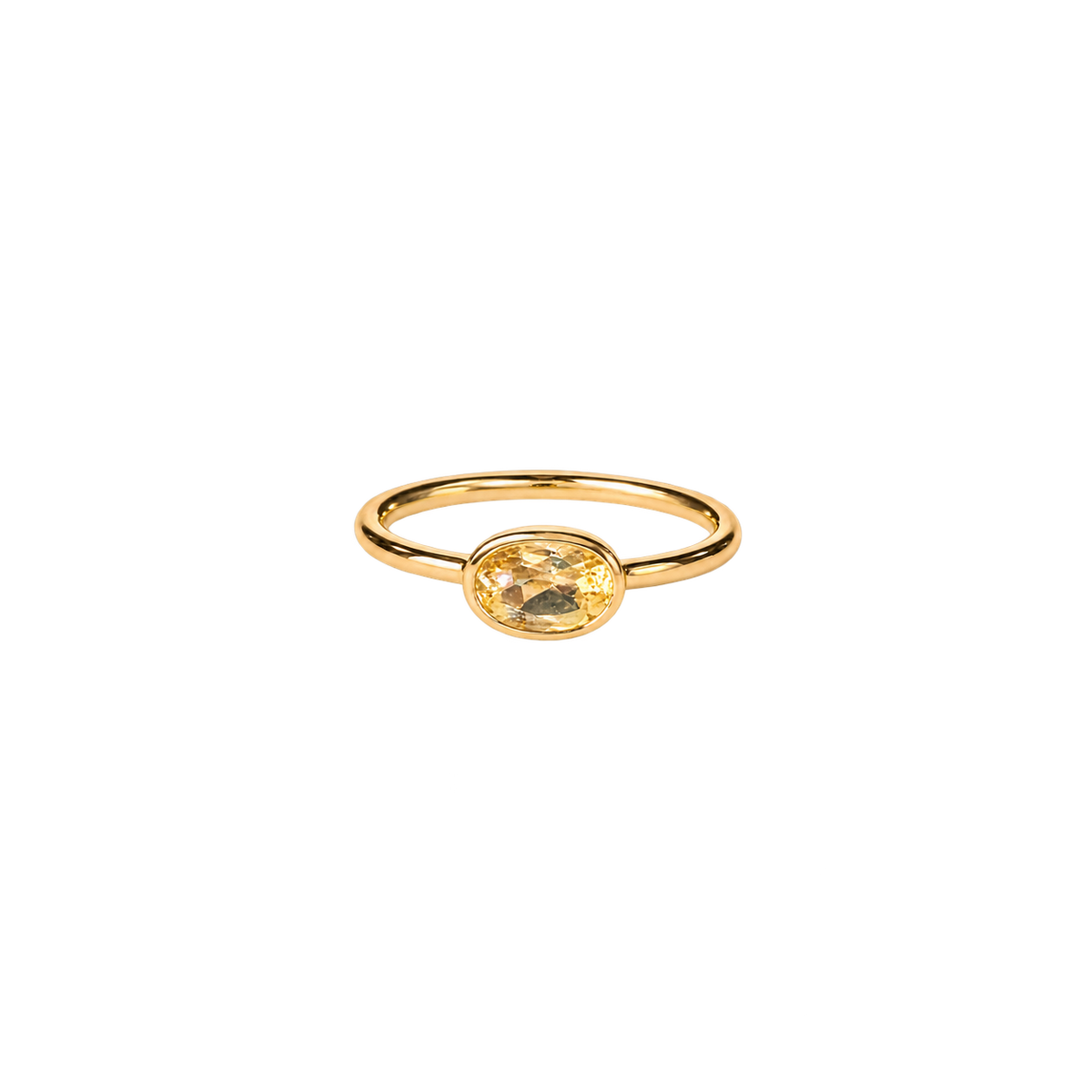 14K Gold East-West Oval Birthstone Pinky Ring