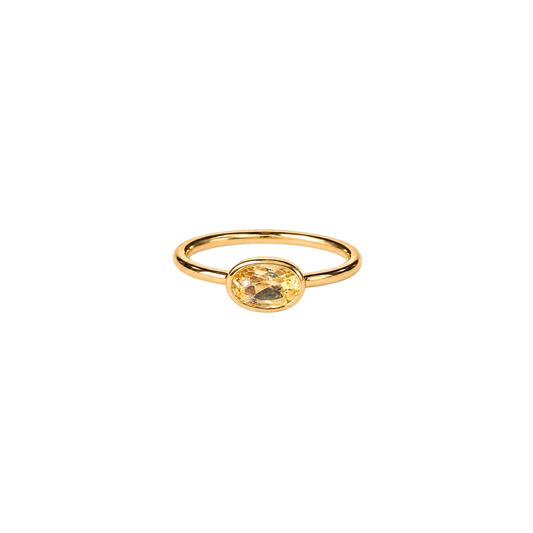 14K Gold East-West Oval Birthstone Pinky Ring